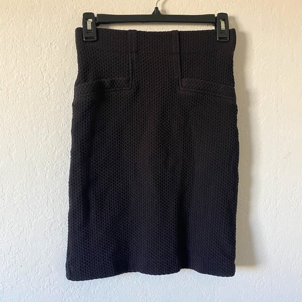 Ganni Womens Skirt Pencil Straight Size XS Black Minimalist Stretch Textured